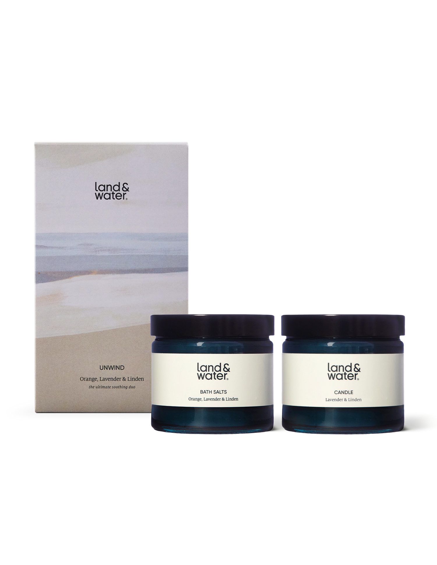 Candle, bath salts and gift set box