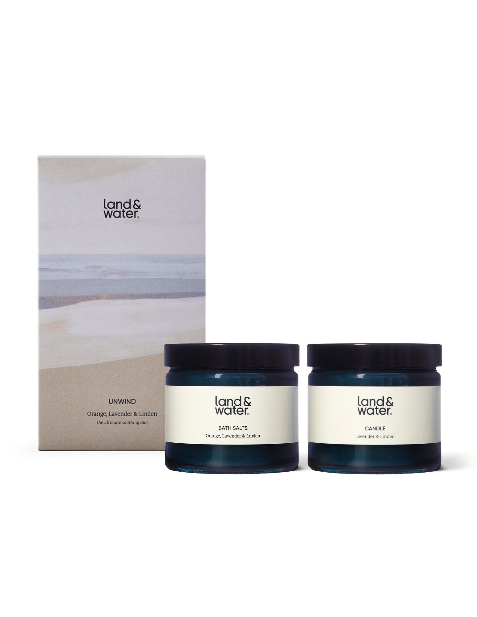 Candle, bath salts and gift set box